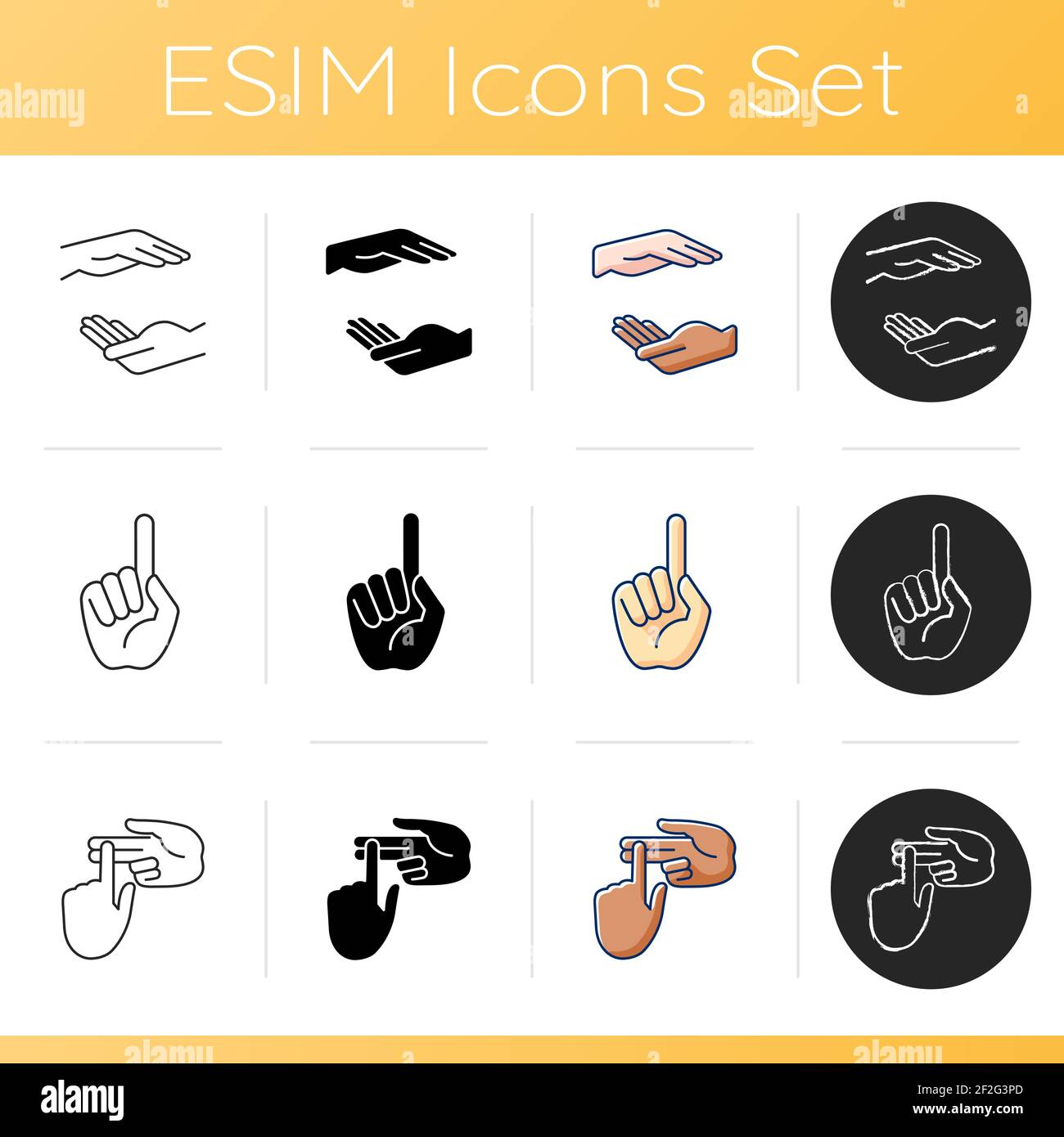 Hand gestures icons set Stock Vector Image & Art - Alamy