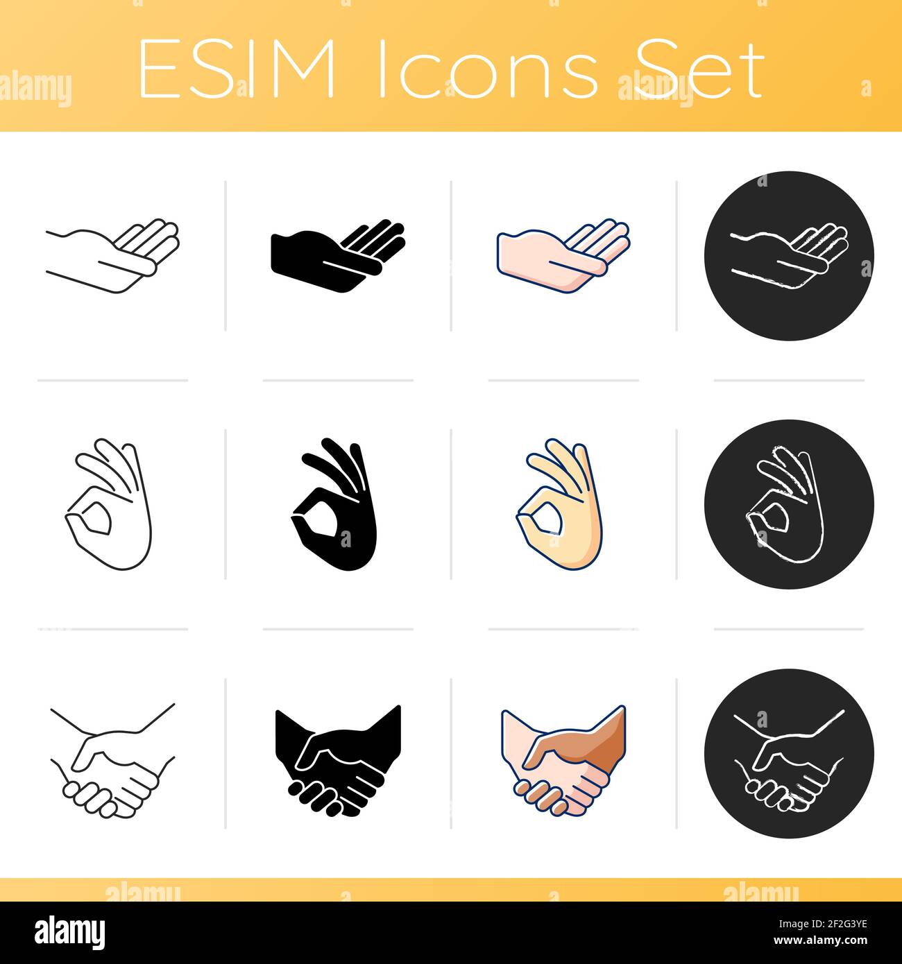 Hand gestures icons set Stock Vector