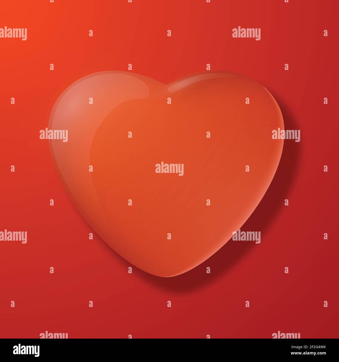 Red heart silhouette valentines day background flat vector illustration ...