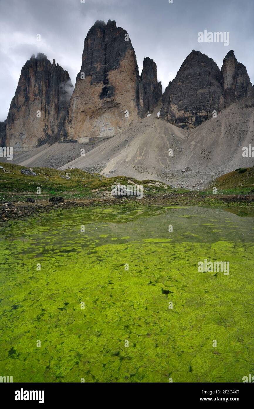 geography / travel, Italy, Trentino-Alto Adige, Emblematic figures of the Dolomites, the impressive Tr, Additional-Rights-Clearance-Info-Not-Available Stock Photo