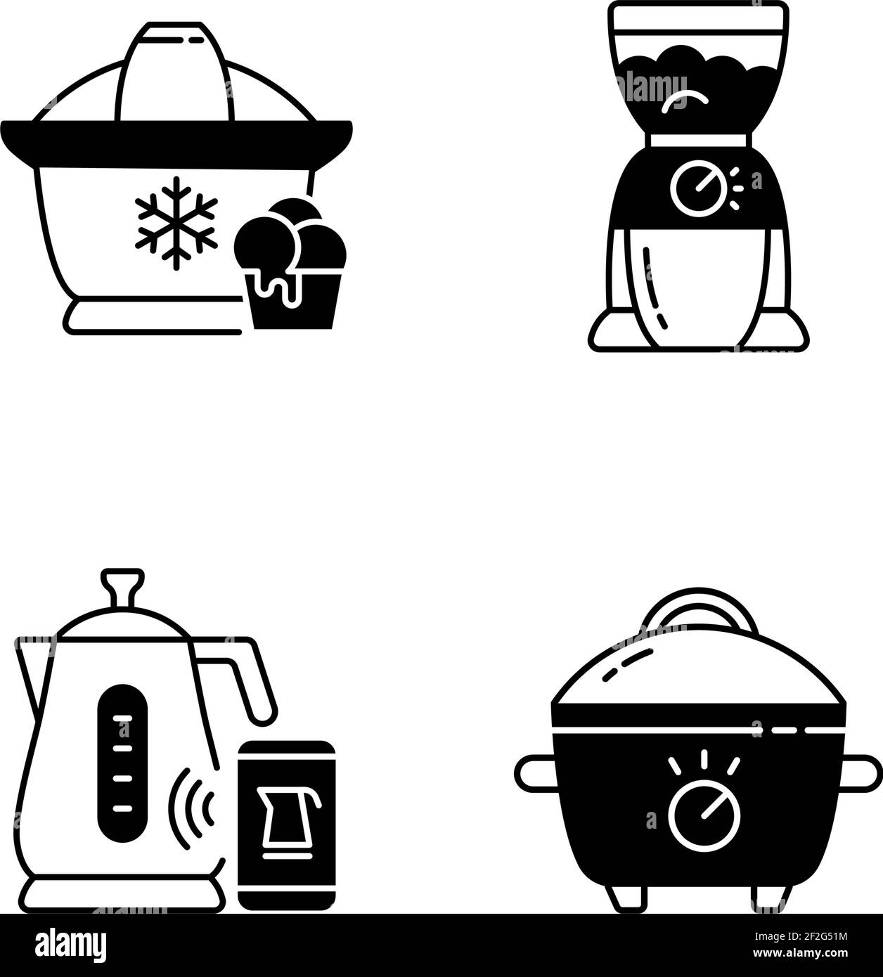 Kitchen appliances icons outline Black and White Stock Photos & Images ...