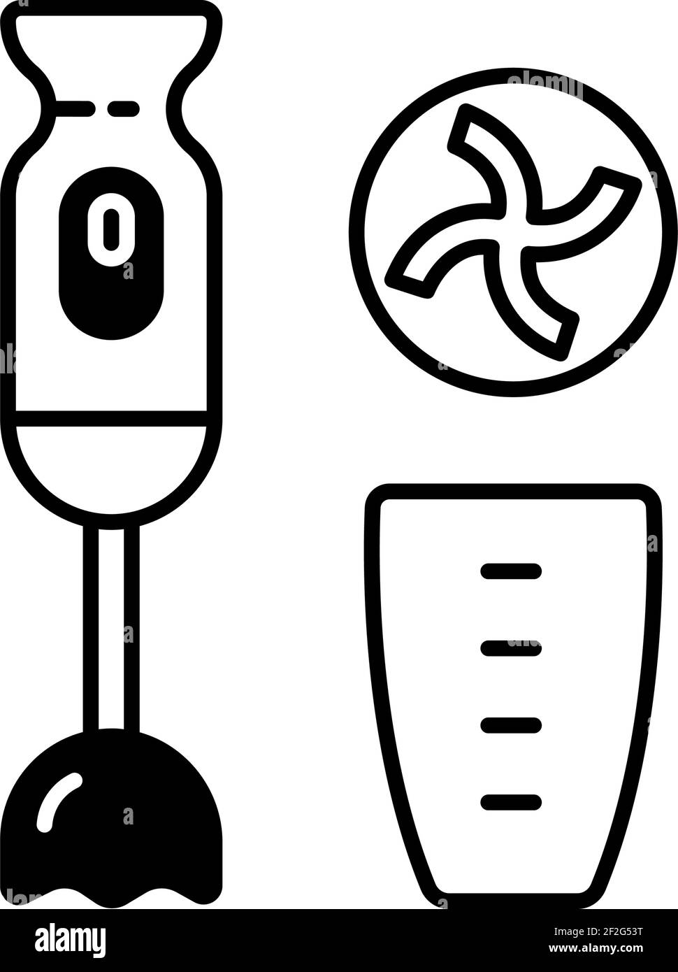 Immersion blender black linear icon Stock Vector