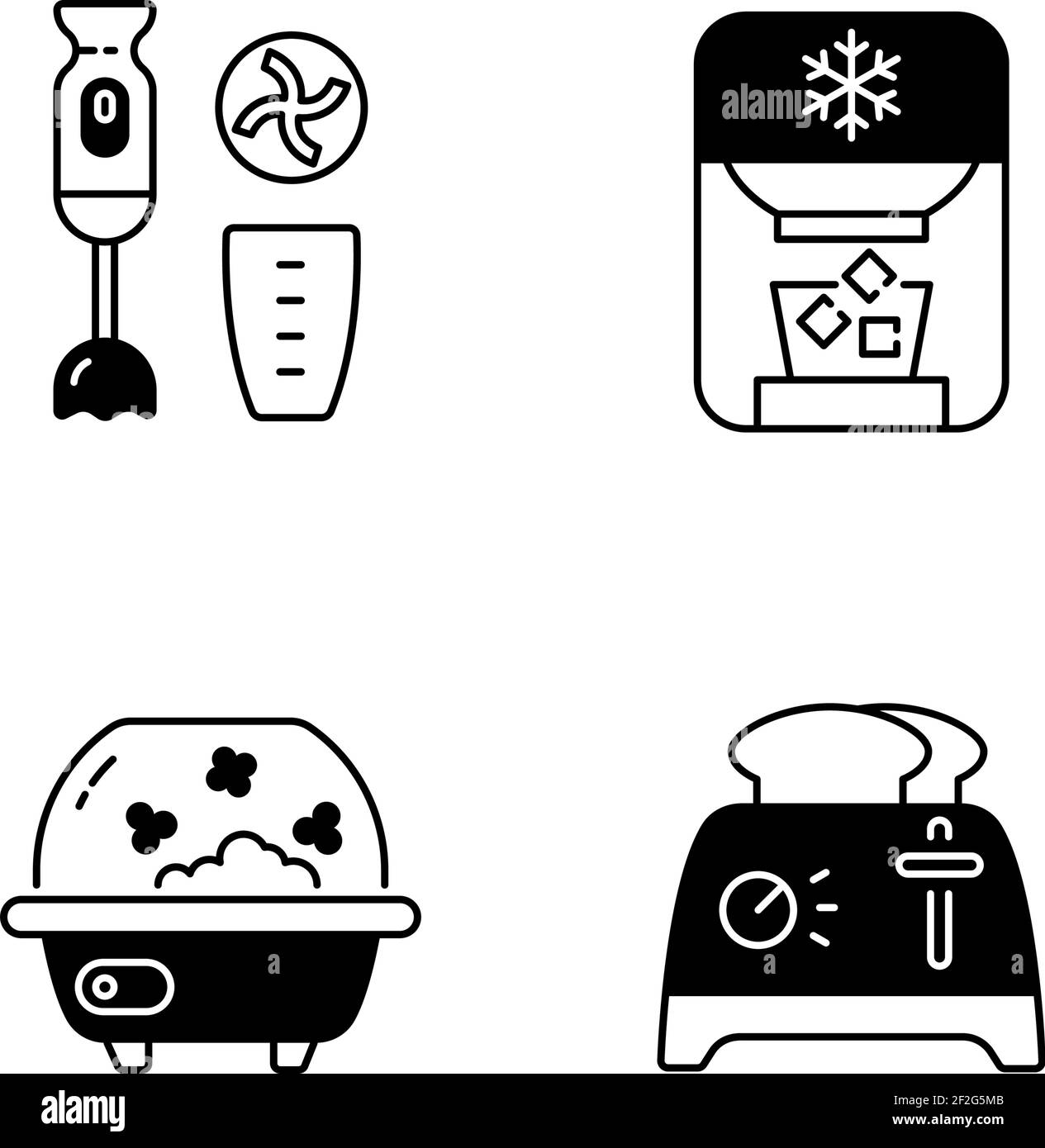 Kitchen appliances icons outline Black and White Stock Photos & Images ...
