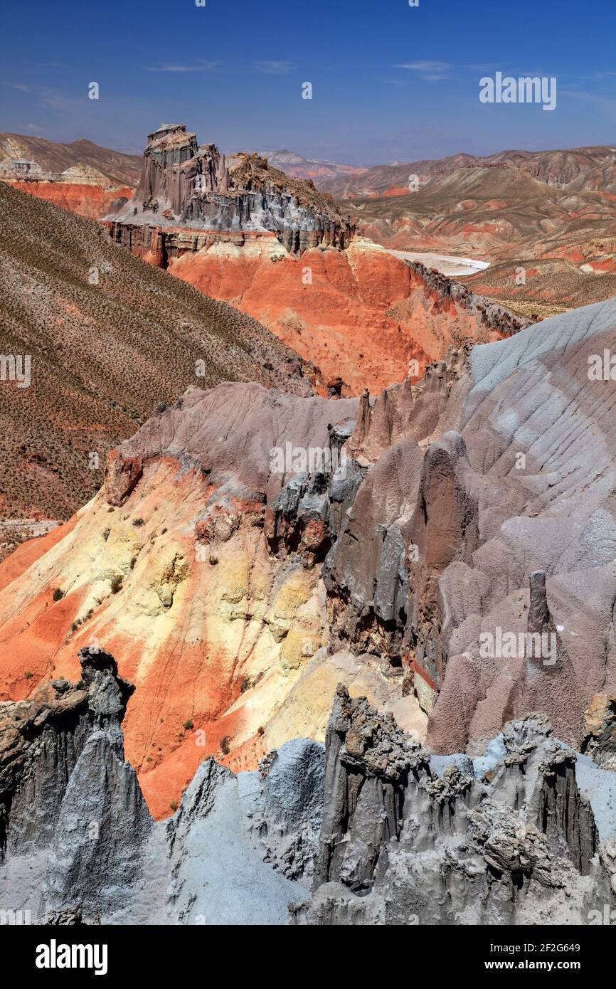 geography / travel, Bolivia, Potosi, Colourful geological formations in the region of Rio Seco in Boli, Additional-Rights-Clearance-Info-Not-Available Stock Photo