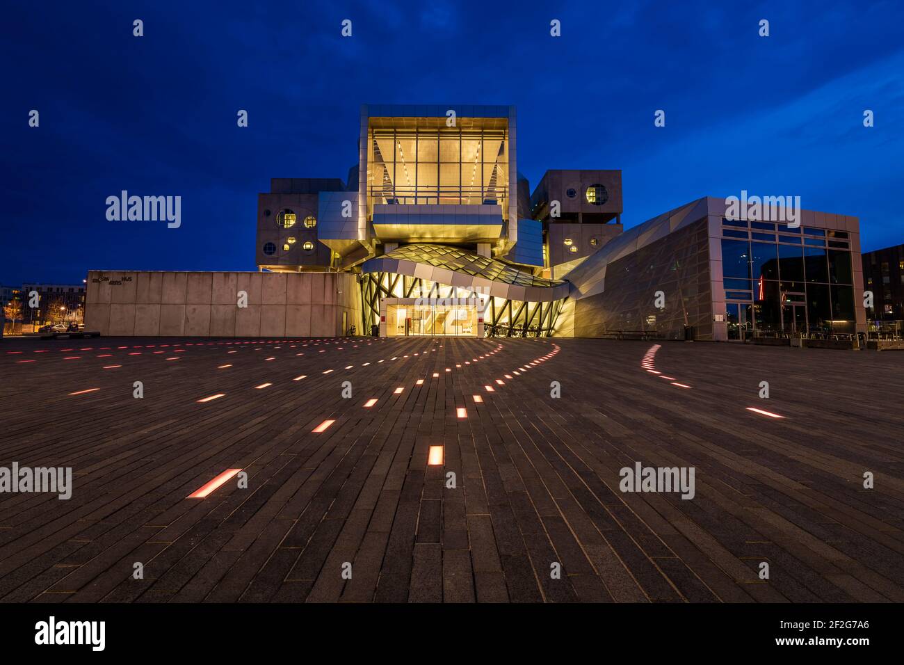 The new House of Music in Aalborg, Denmark at sunset Stock Photo