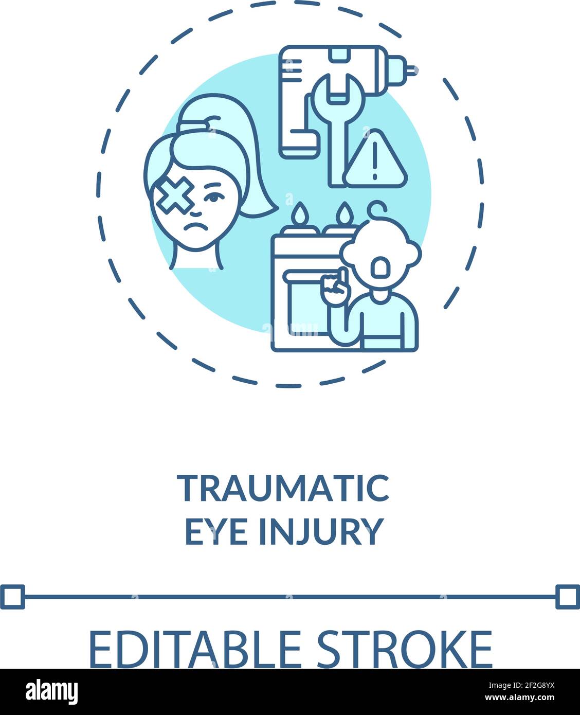Traumatic eye injury concept icon Stock Vector