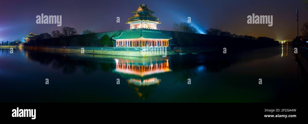 geography / travel, China, Beijing, Beijing, Dusk over the moats of the world famous Forbidden City's , Additional-Rights-Clearance-Info-Not-Available Stock Photo