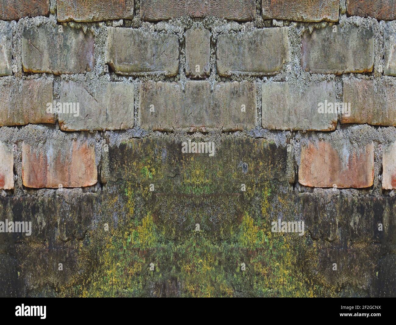 An old stone wall covered with moss Stock Photo - Alamy