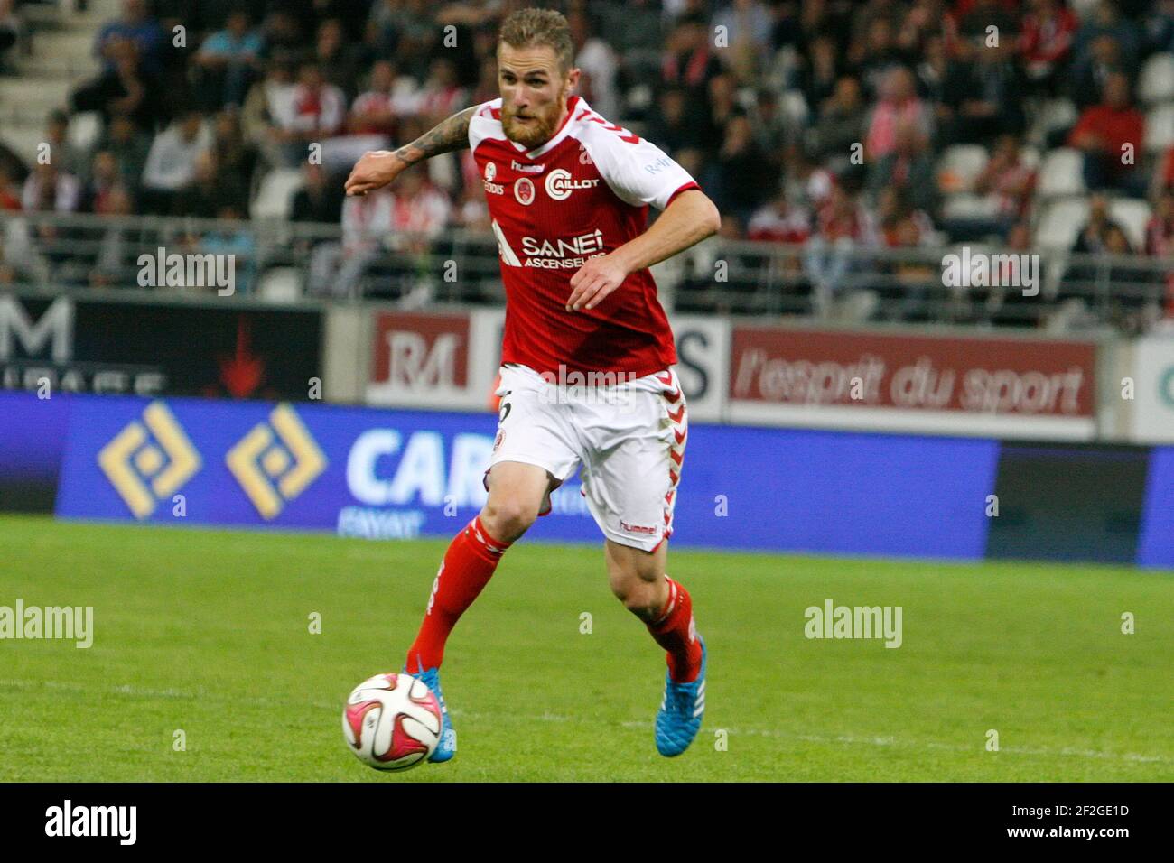 Antoine DEVAUX (Reims) during the french L1 football match between Stade de Reims and Toulouse FC at Auguste Delaune stadium, Reims on september 13, 2014 - Photo Anthony Serpe / DPPI Stock Photo