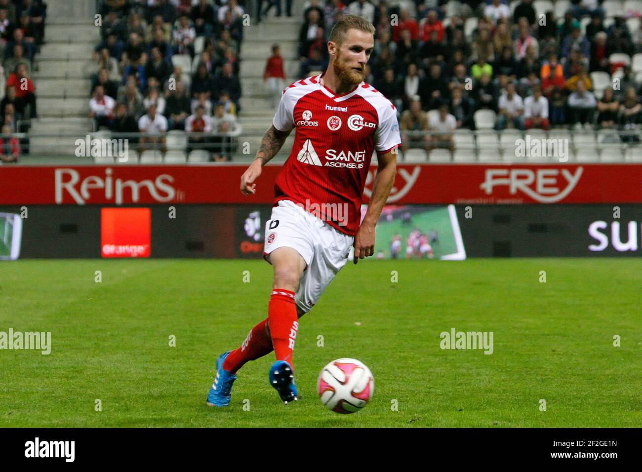 Antoine DEVAUX (Reims) during the french L1 football match between Stade de Reims and Toulouse FC at Auguste Delaune stadium, Reims on september 13, 2014 - Photo Anthony Serpe / DPPI Stock Photo