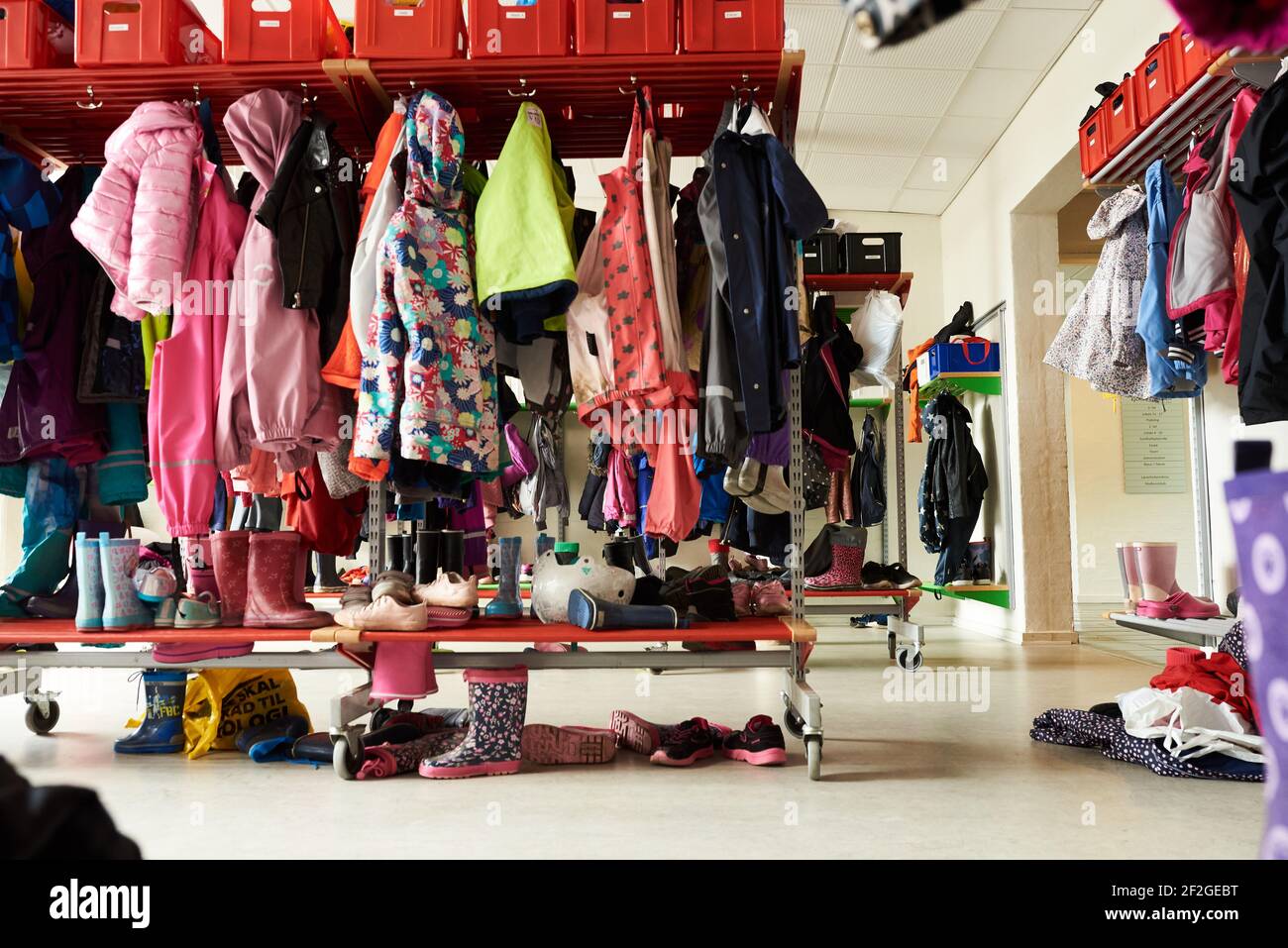School cloakroom hanging hi-res stock photography and images - Alamy