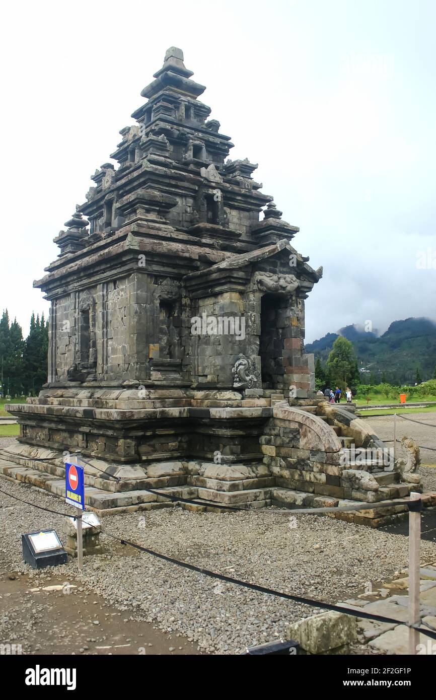 Arjuna Temple in Dieng Temple Complex tourism object, which was founded by the Sanjaya dynasty in the 8th century AD in Dieng, Indonesia Stock Photo