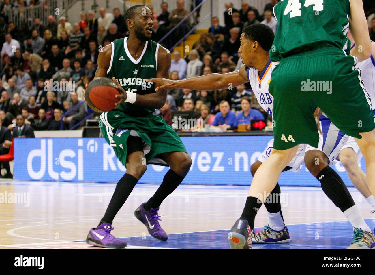 Nobel BOUNGOU COL0 (16 CSP) during the French Pro-A basket-ball, CCRB  (Champagne Chalons Reims Basket) v Limoges (CSP), at Salle Rene Tys in  Reims, France, on December 16, 2014. Photo Anthony Serpe /