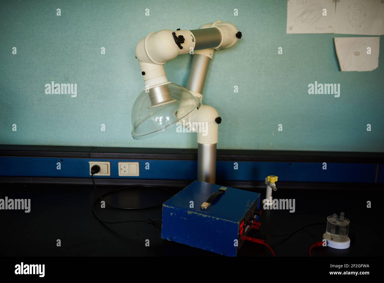 School equipment for physics class in a classroom Stock Photo