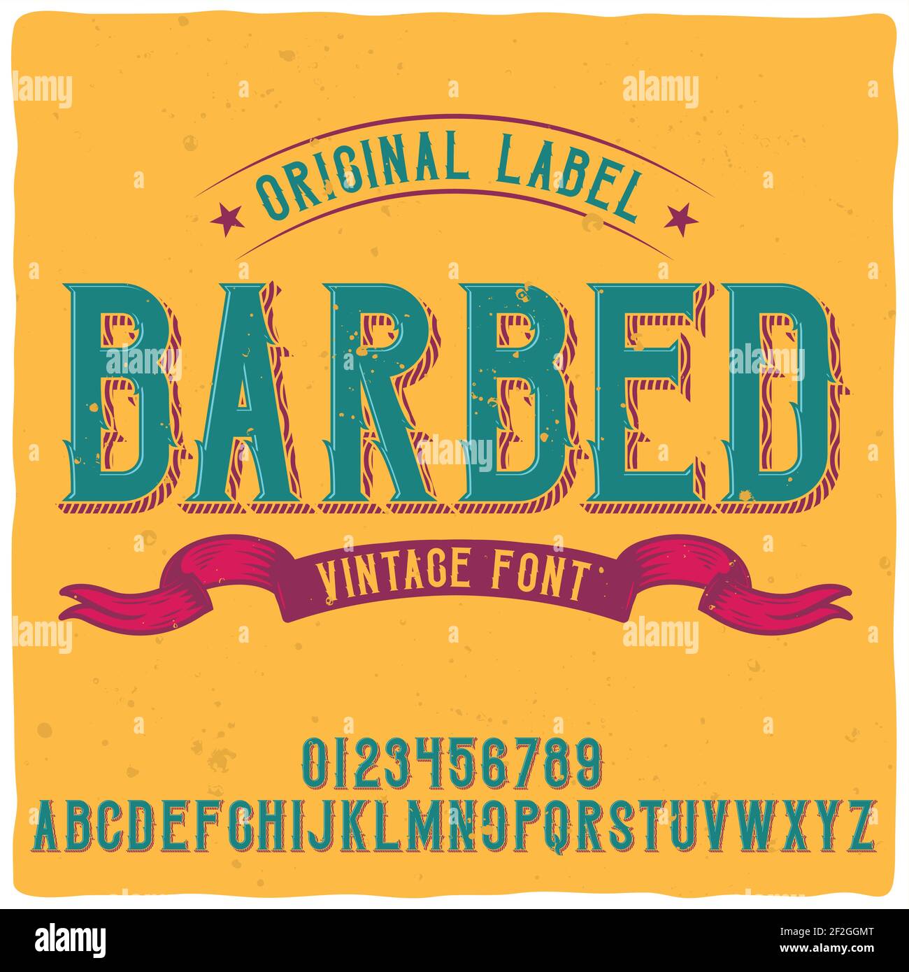 Original label typeface named "Barbed". Good handcrafted font for any