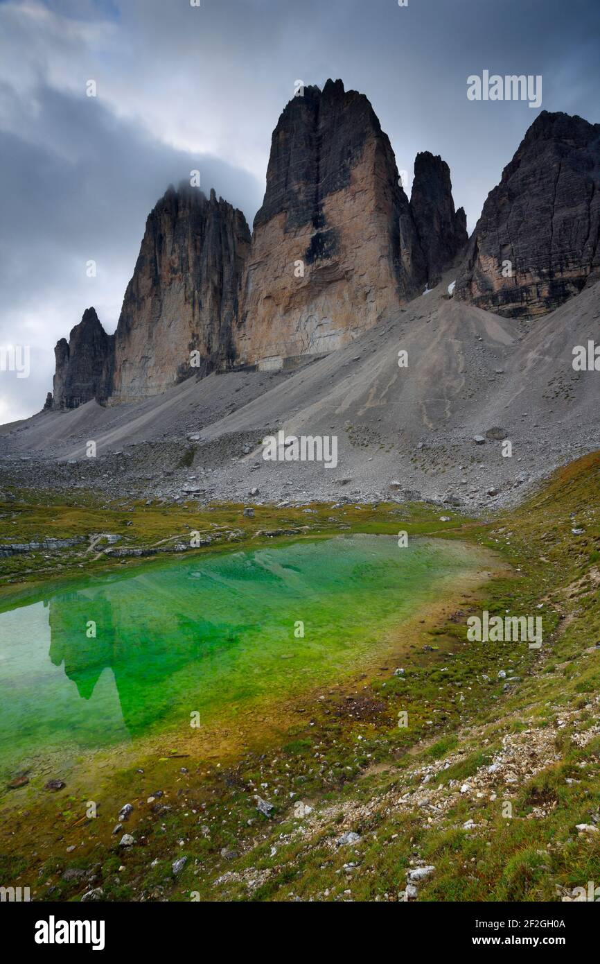 geography / travel, Italy, Trentino-Alto Adige, Emblematic figures of the Dolomites, the impressive Tr, Additional-Rights-Clearance-Info-Not-Available Stock Photo