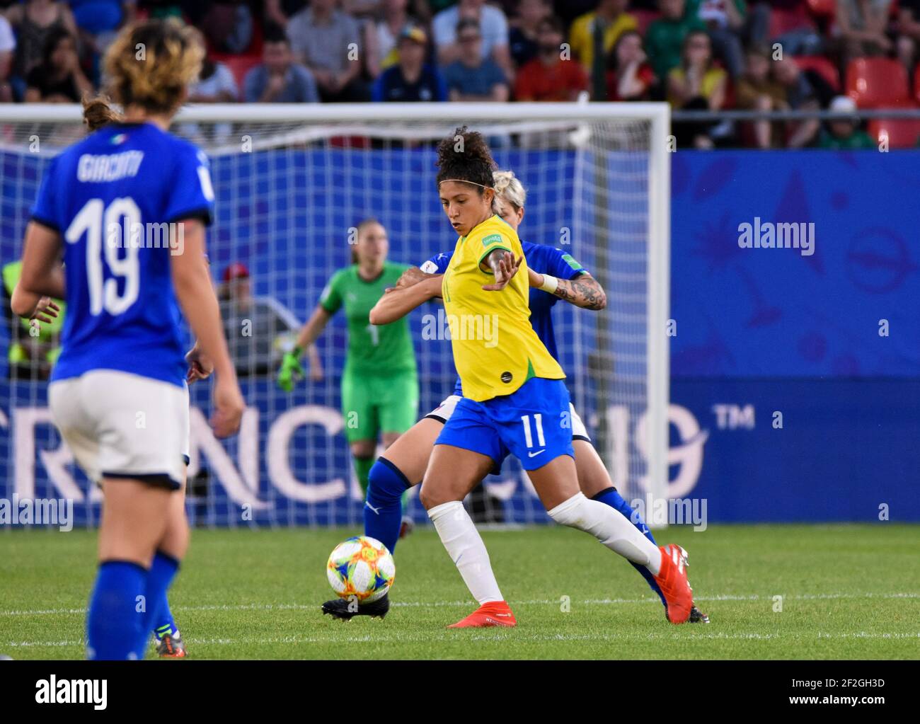 Cristiane of Brazil controls the ball during the FIFA Women's World Cup France 2019, Group C football match between Italy and Brazil on June 18, 2019 at Hainaut stadium in Valenciennes, France - Photo Antoine Massinon / A2M Sport Consulting / DPPI Stock Photo