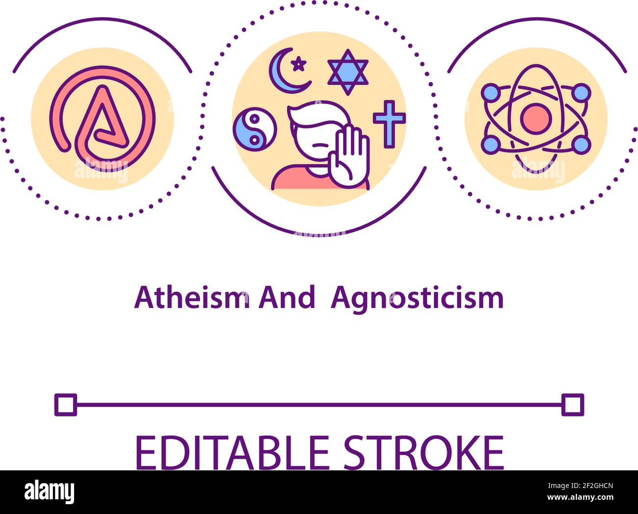 Atheism and agnosticism concept icon Stock Vector