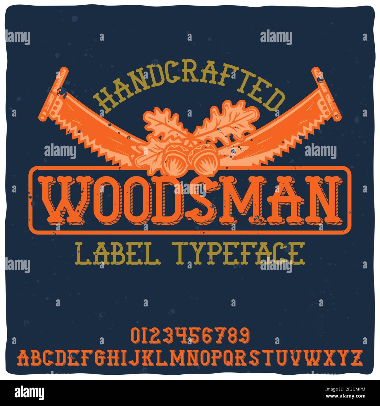Original label typeface named "Woodsman". Good handcrafted font for any