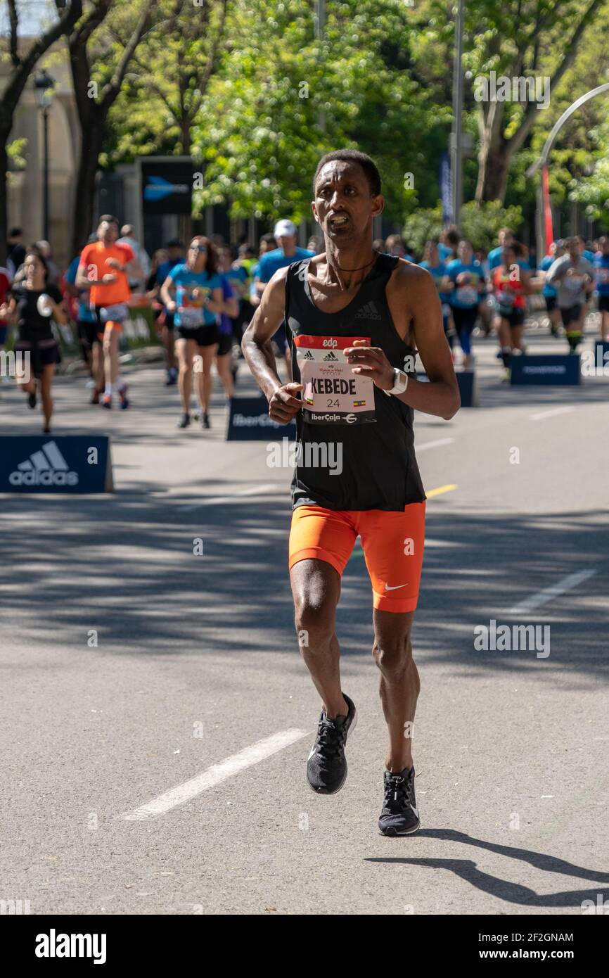 Kebede during the EDP ROCK 'N' ROLL MADRID 2019 marathon on April 27, 2019  in the city of Madrid, Spain - Photo Arturo Baldasano / DPPI Stock Photo -  Alamy