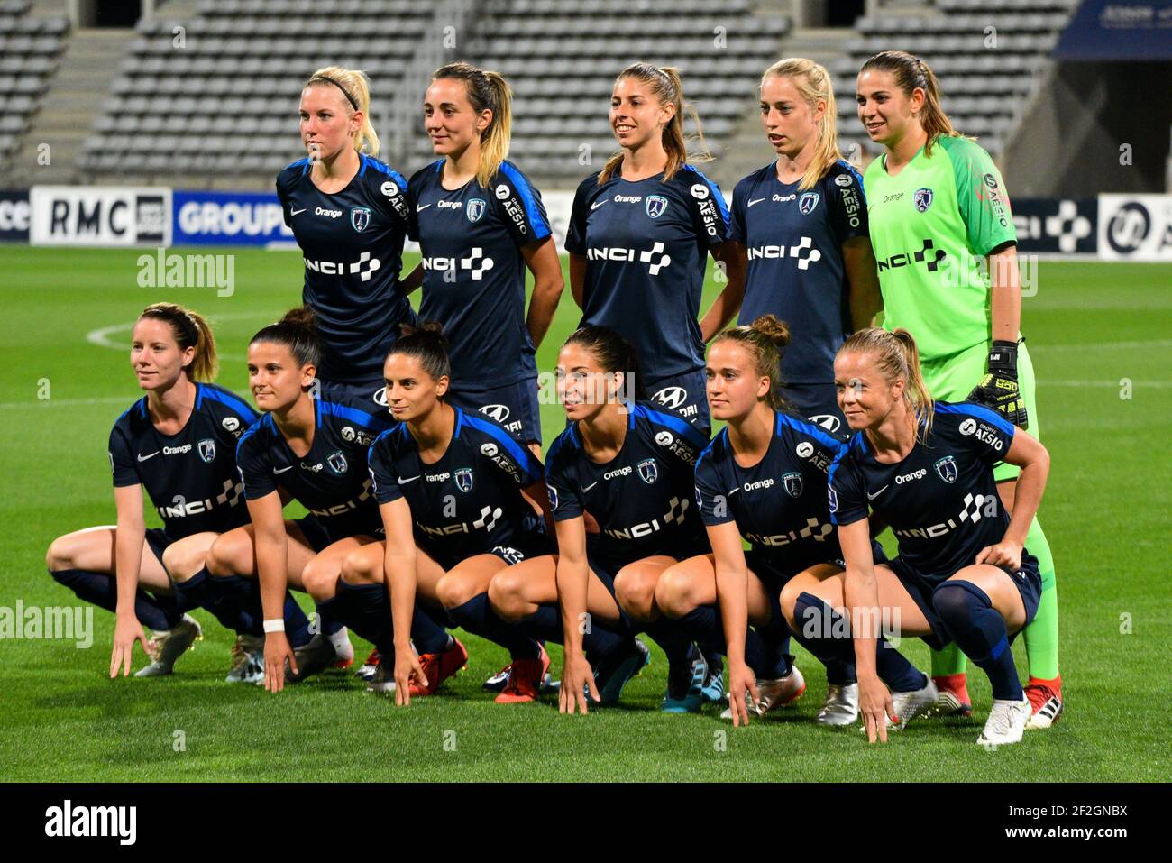 The players of Paris FC ahead of the Women's French championship D1 Arkema football  match between Paris FC and FC Metz on September 14, 2019 at Charlety  stadium in Paris, France -