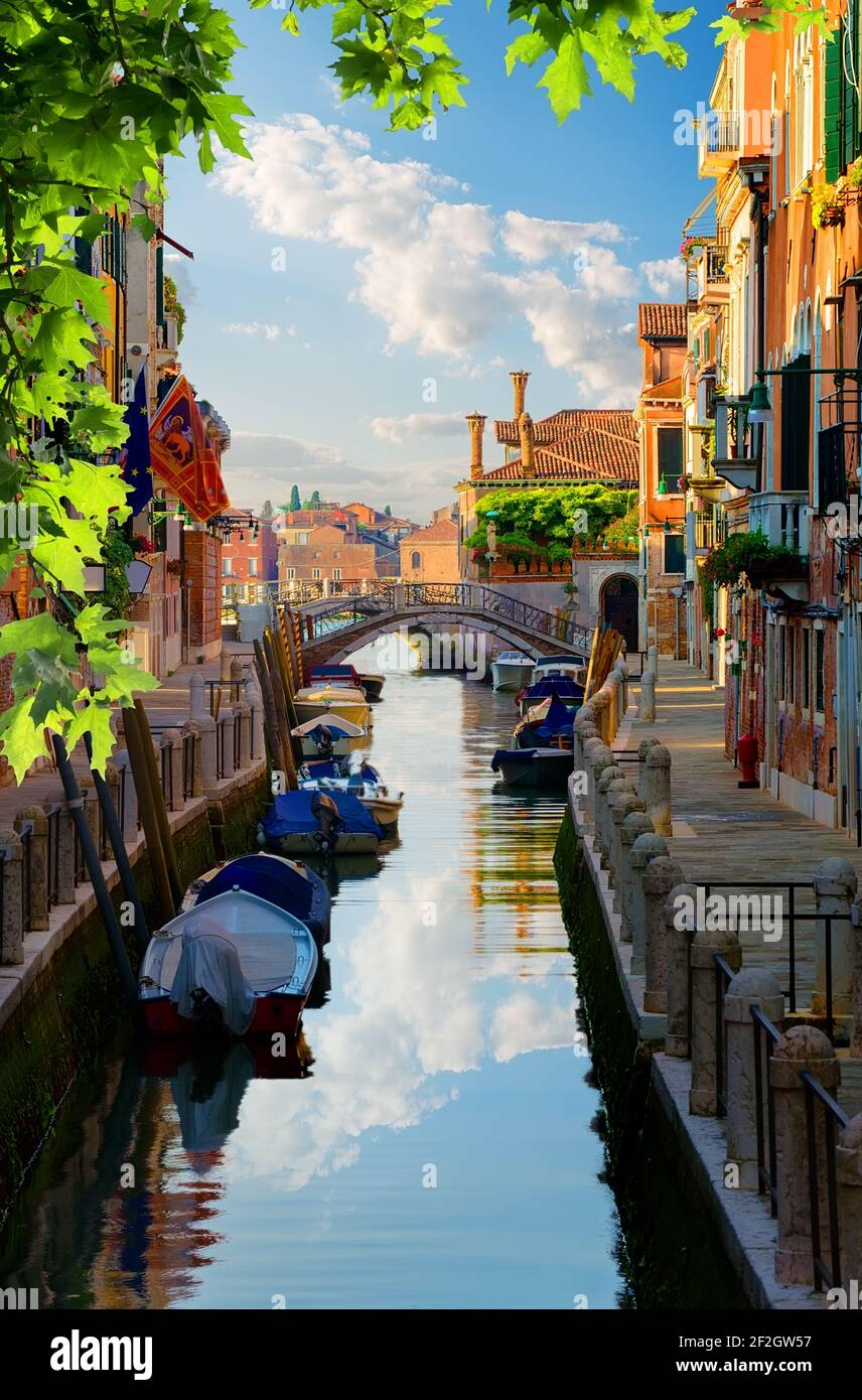 Colorful venetian canal bridge hi-res stock photography and images - Alamy
