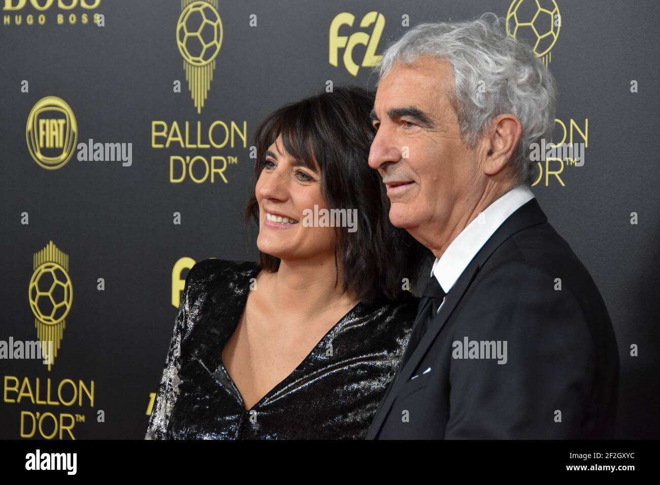 Estelle Denis French TV Presenter and Raymond Domenech former head coach of France during the red carpet ceremony of the Ballon d'Or France Football 2019 on December 2, 2019 at Chatelet Theatre in Paris, France - Photo Antoine Massinon / A2M Sport Consulting / DPPI Stock Photo