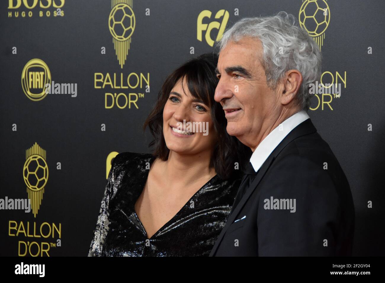 Estelle Denis French TV Presenter and Raymond Domenech former head coach of France during the red carpet ceremony of the Ballon d'Or France Football 2019 on December 2, 2019 at Chatelet Theatre in Paris, France - Photo Antoine Massinon / A2M Sport Consulting / DPPI Stock Photo