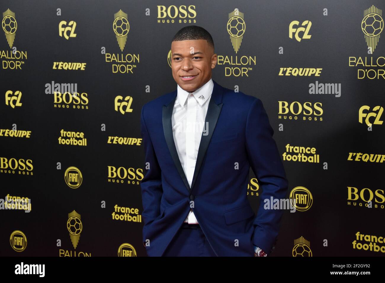Kylian Mbappe football player of Paris Saint Germain during the red carpet  ceremony of the Ballon d'Or France Football 2019 on December 2, 2019 at  Chatelet Theatre in Paris, France - Photo