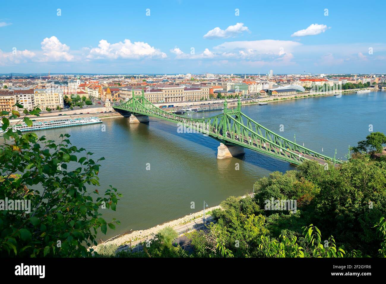 View on Liberty bridge in Budapest from above Stock Photo