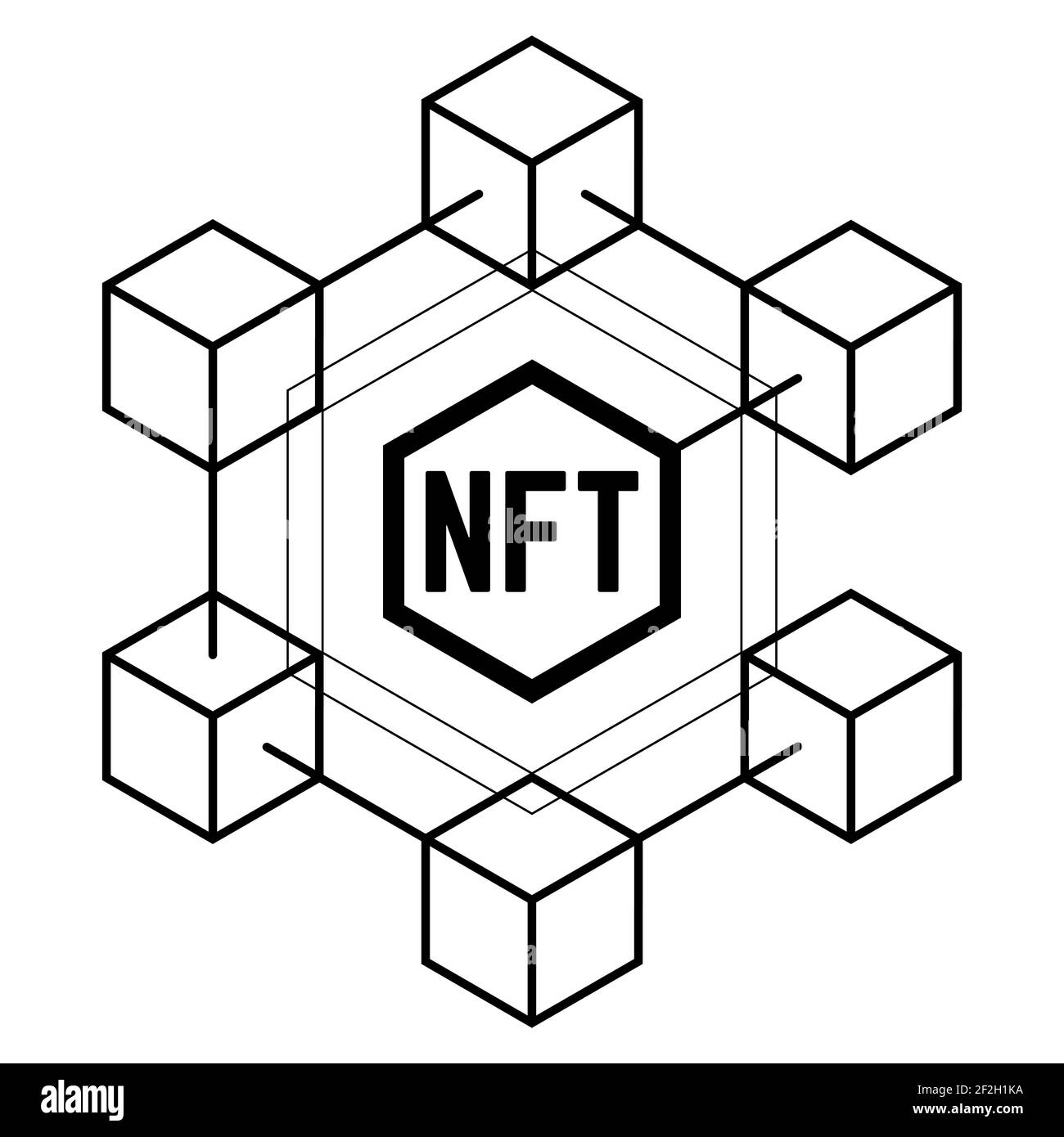 NFT non fungible token. Black and white Stock Vector