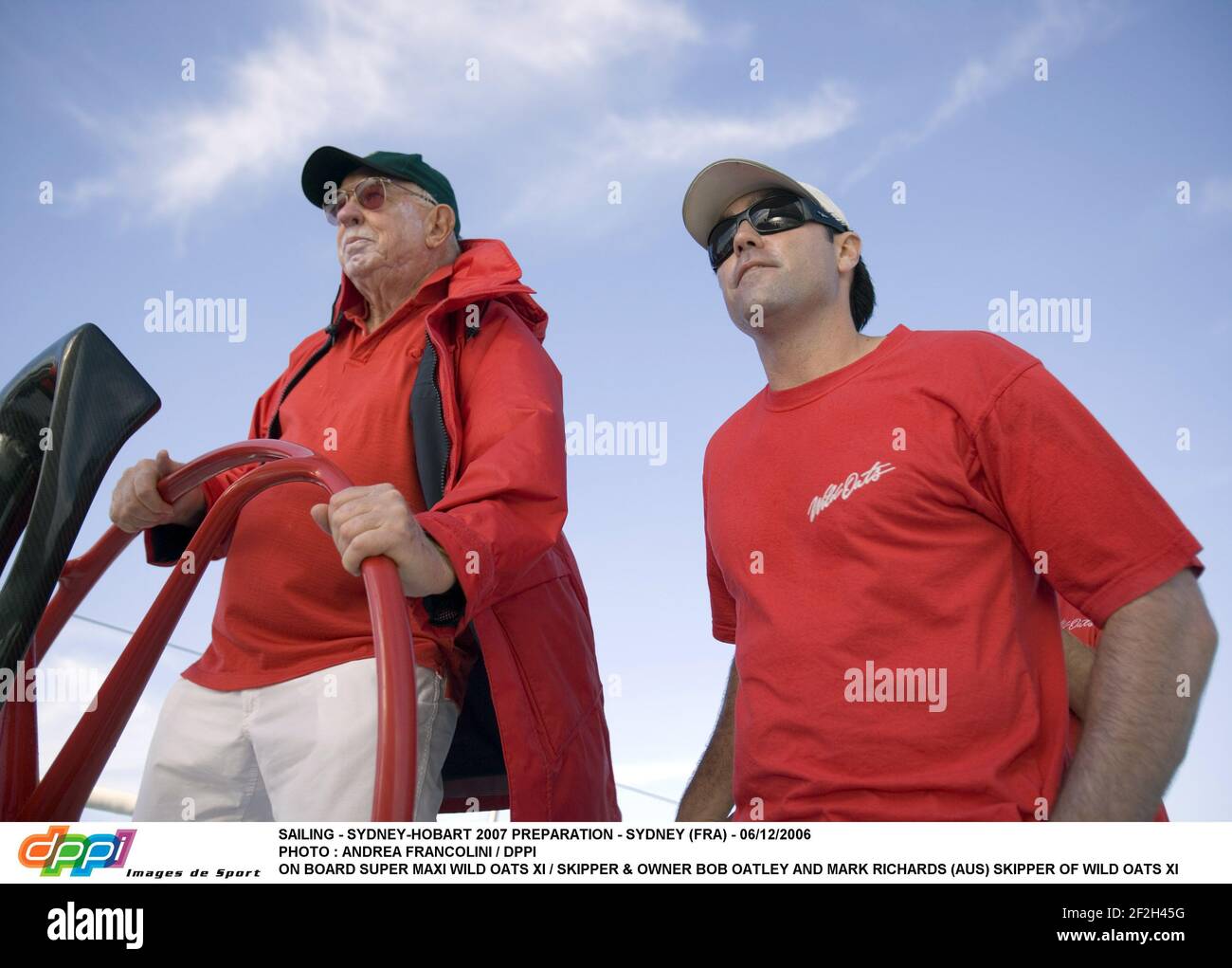 SAILING - SYDNEY-HOBART 2007 PREPARATION - SYDNEY (FRA) - 06/12/2006 PHOTO : ANDREA FRANCOLINI / DPPI ON BOARD SUPER MAXI WILD OATS XI / SKIPPER & OWNER BOB OATLEY AND MARK RICHARDS (AUS) SKIPPER OF WILD OATS XI Stock Photo