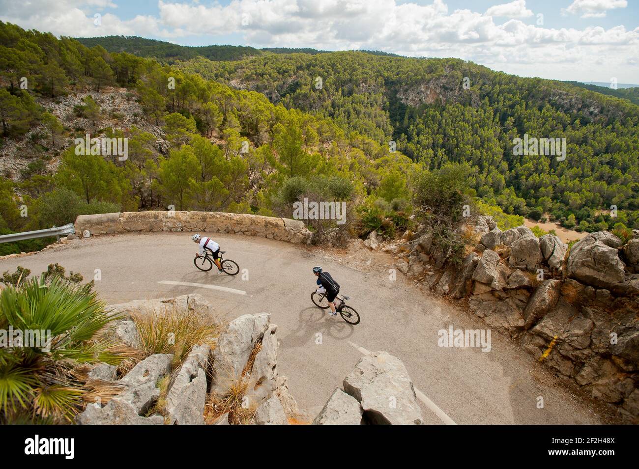 Road Cycling around Majorca, Spain Stock Photo