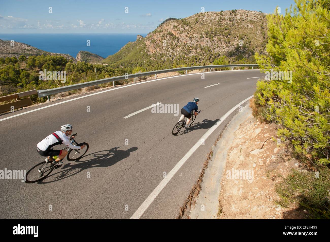 Road Cycling around Majorca, Spain Stock Photo