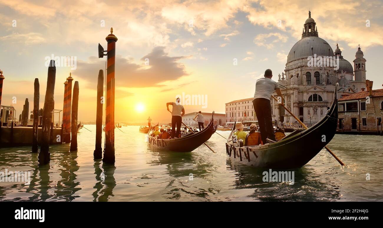 Old cathedral of Santa Maria della Salute in Venice, Italy Stock Photo