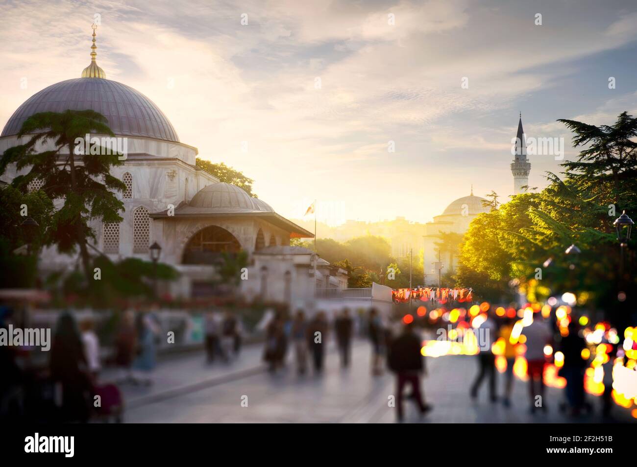 Turkish mosque at sunset in Istanbul, Turkey Stock Photo