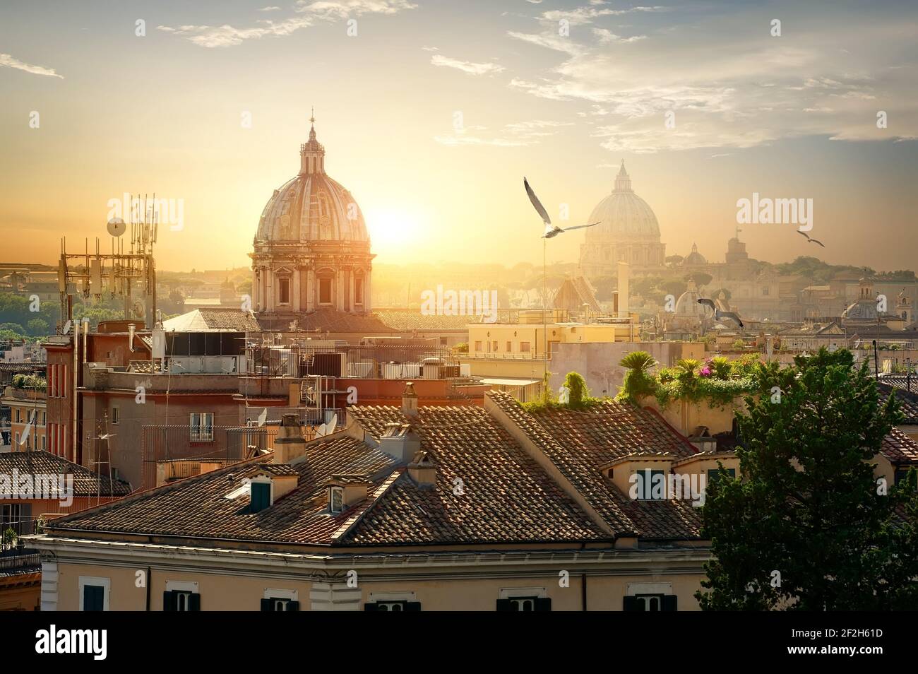 Dome of Rome historic architecture closeup, Italy Stock Photo