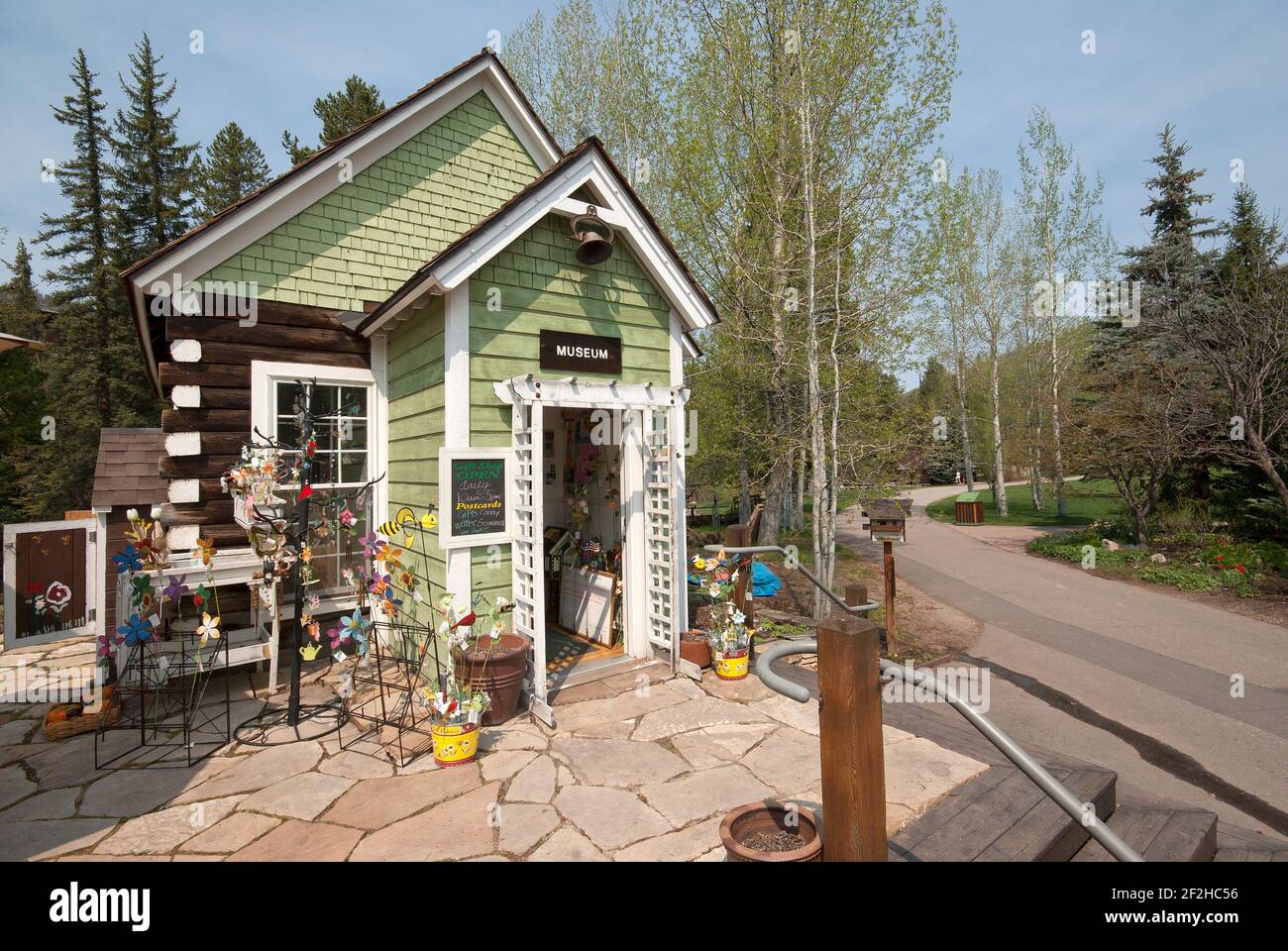 Museum and shop of Betty Ford Alpine Gardens (founded in 1985) in Vail, Eagle County, Colorado, USA Stock Photo