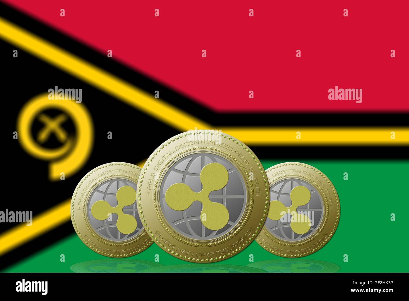 3D ILLUSTRATION Three RIPPLE cryptocurrency with Vanuatu flag on background  Stock Photo - Alamy