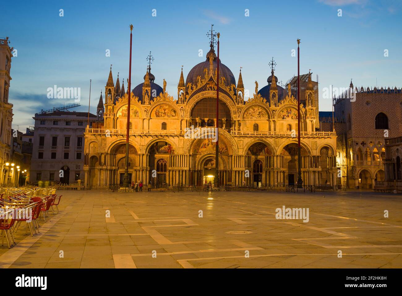 View of the medieval Cathedral of San Marco in the early morning. Venice, Italy Stock Photo