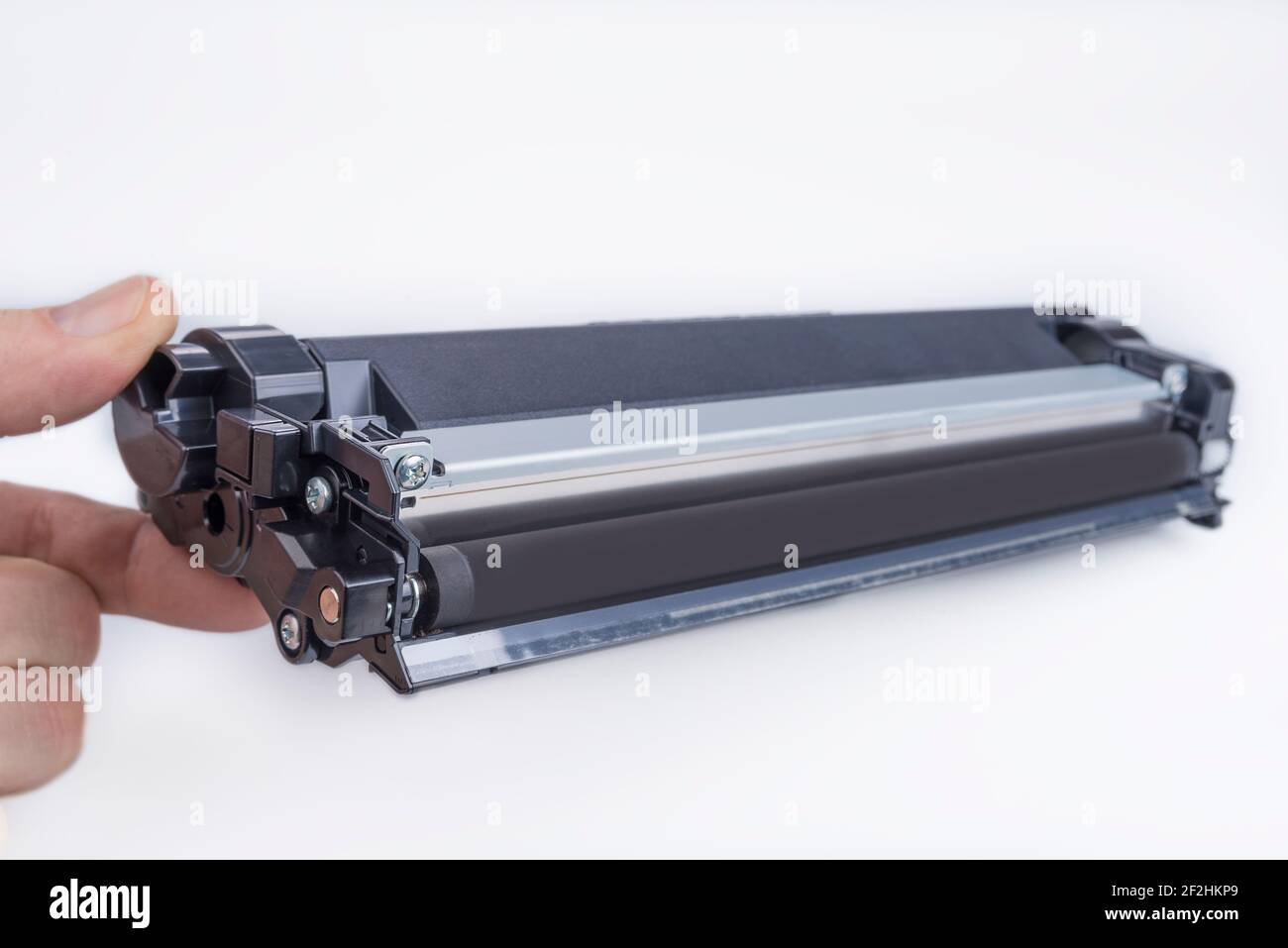 Old replaced printer cartridge on a white background Stock Photo