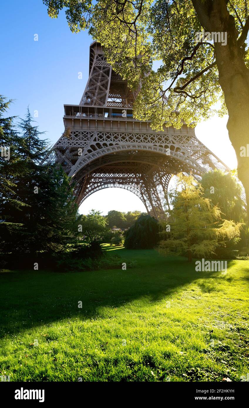 Great Eiffel tower in Paris and landscape Stock Photo - Alamy