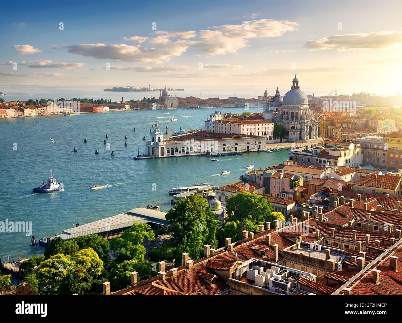 Panoramic aerial view of Venice from San Marco Campanile Stock Photo ...