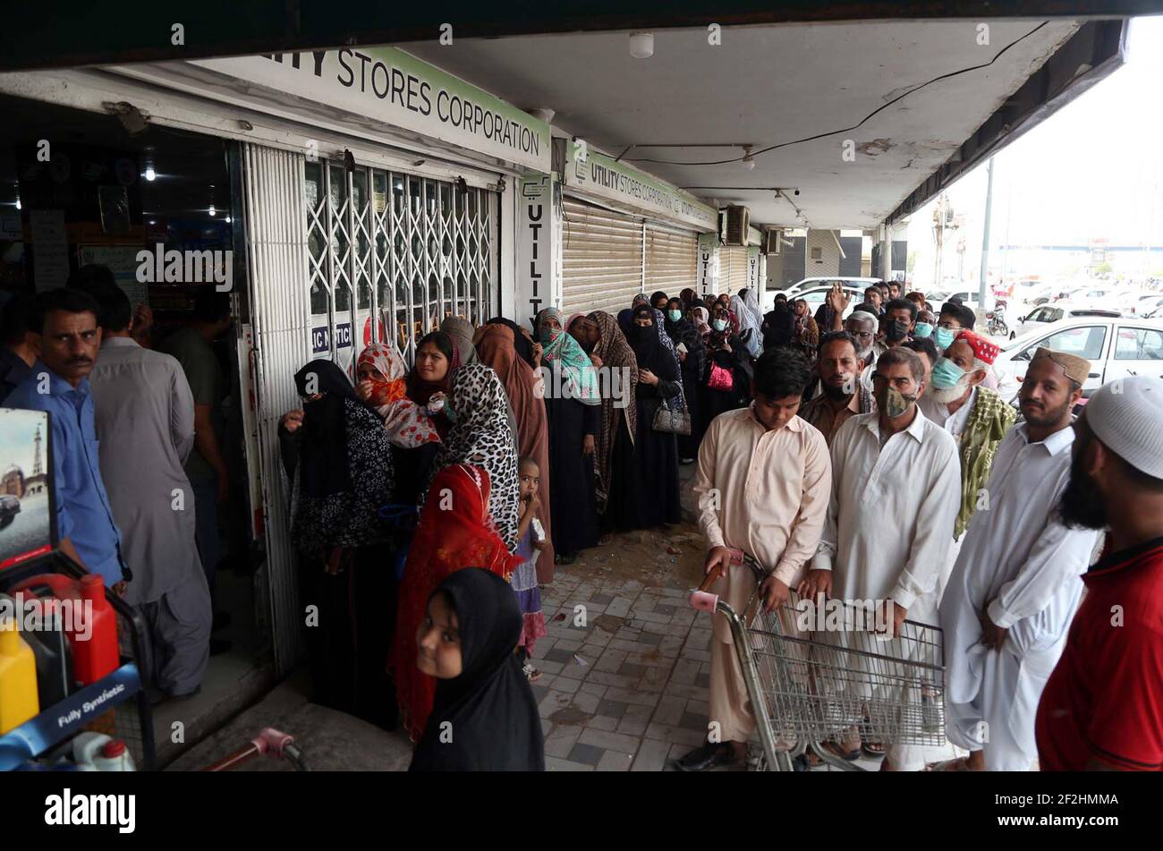 People stand in queue and waiting for their turn to buy edibles on