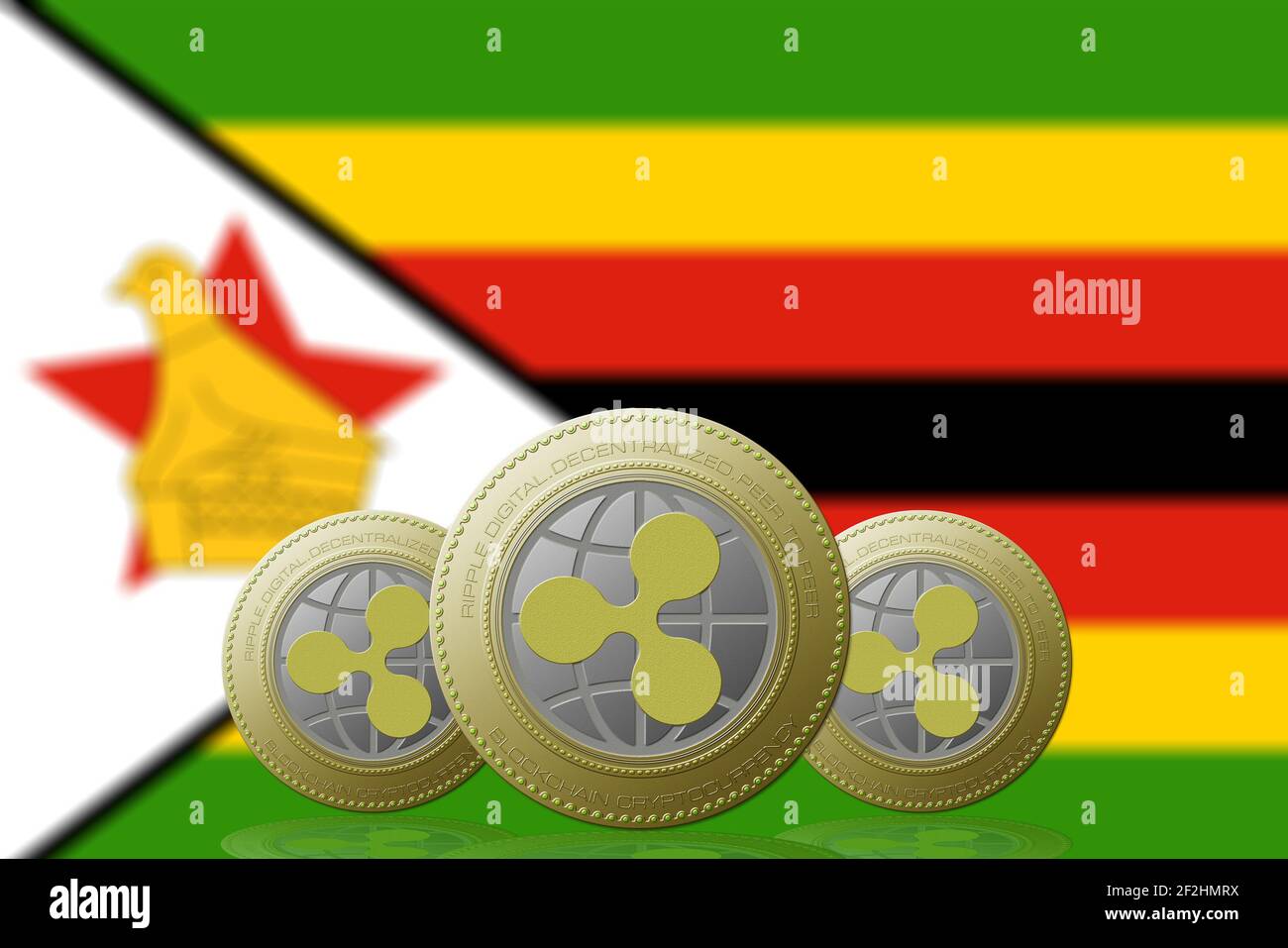 3D ILLUSTRATION Three RIPPLE cryptocurrency with Zimbabwe flag on  background Stock Photo - Alamy