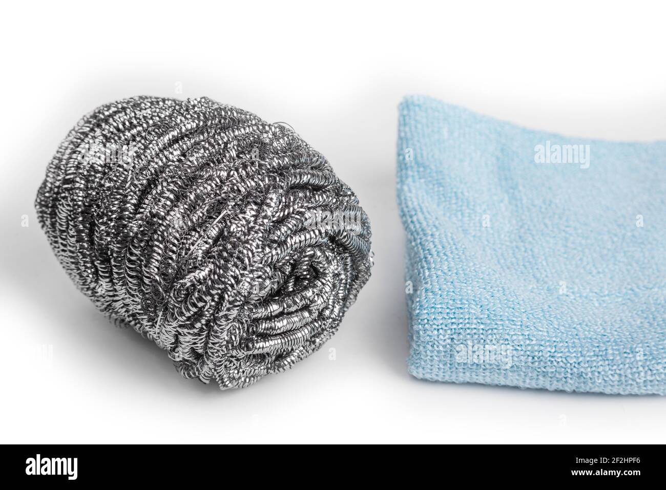 Stainless Steel Wool Scrubber Sponge for kitchen cleaning Stock Photo