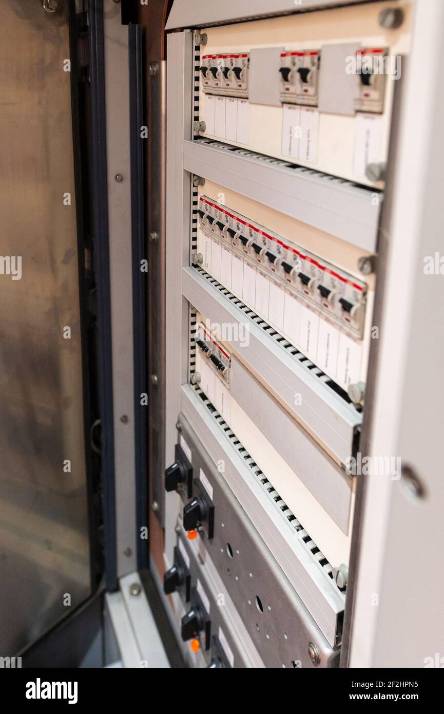 Switch cabinet with circuit breakers Stock Photo