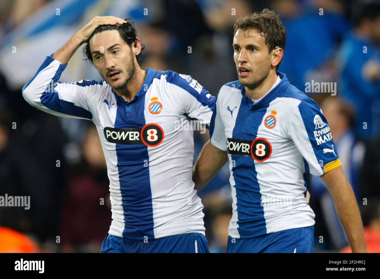 Diego Colotto and Christian Stuani of Espanyol during the Spanish  Championship 2014/2015 Liga football match