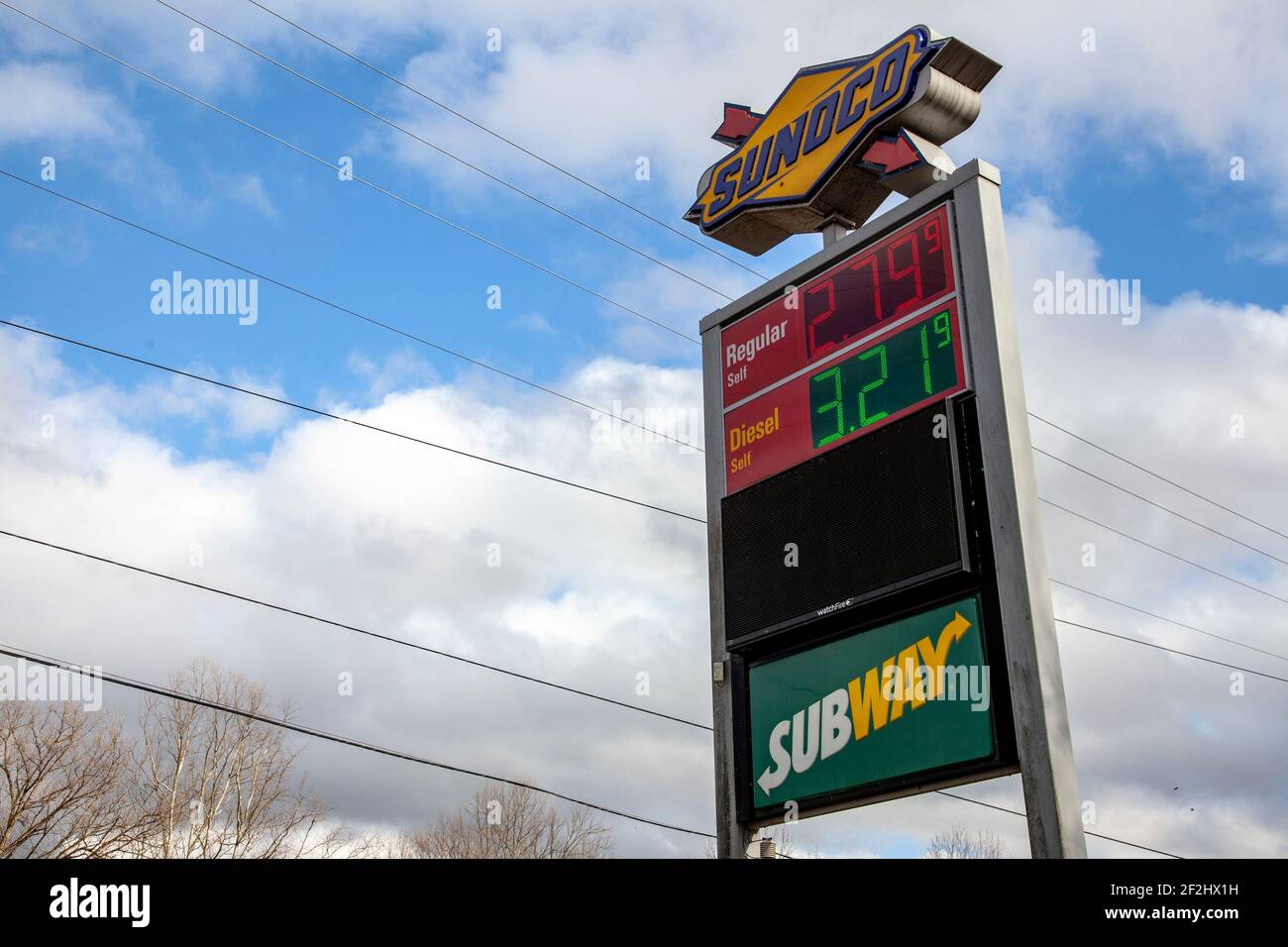 The Sunoco and Subway gas station sign off of route 33. (Photo by