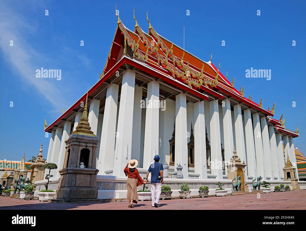 Couple Visiting Wat Pho or Temple of the Reclining Buddha, One of
